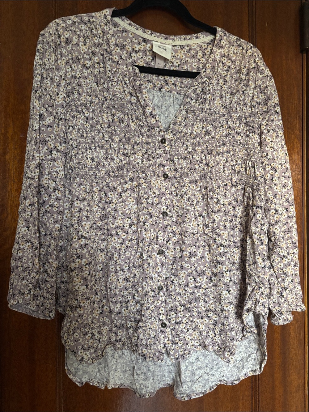Knox Rose Lavender Floral Button-Down Blouse